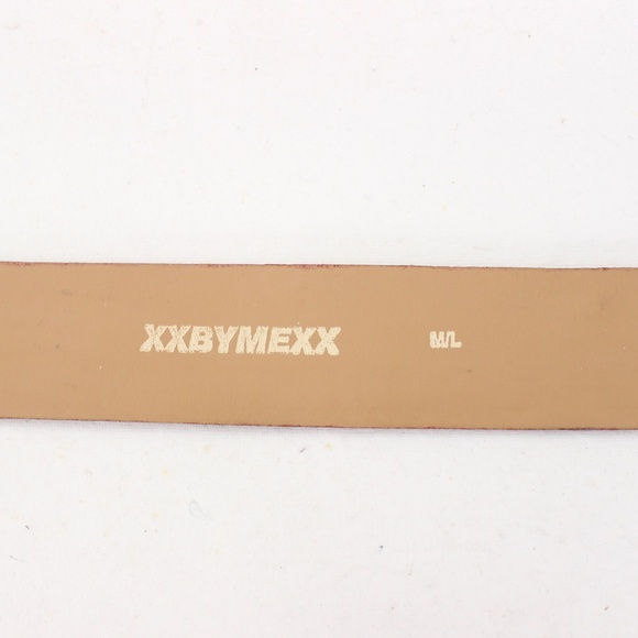 90s XXBYMEXX  red top layer leather belt large Italian buckle ceinture rouge - Picture 7 of 7